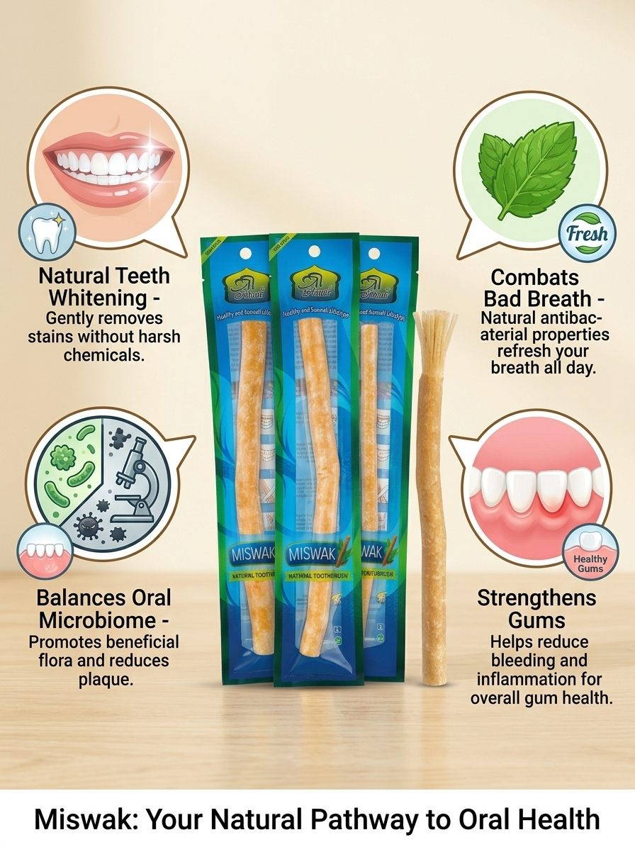 Natural Miswak Toothbrush Stick - Organic Peelu Siwak - 8" - Pack of 3/6/12